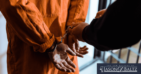 Prisoner in Orange Jumpsuit Handcuffed